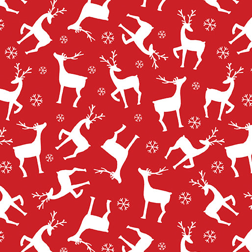 Nordic Cabin by Benartex 100% Cotton by the 1/2 yard Deer Red