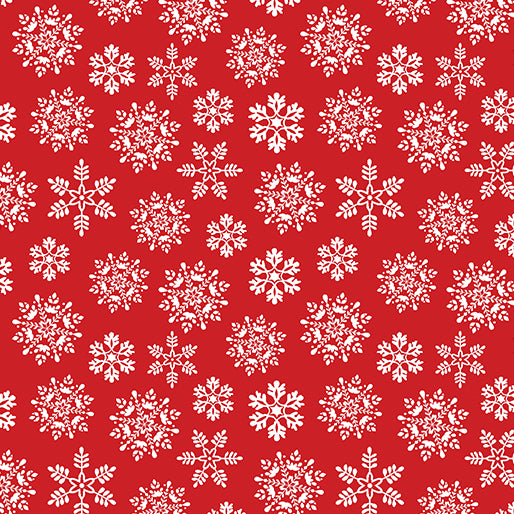 Nordic Cabin by Benartex 100% Cotton by the 1/2 yard Snowflake Red
