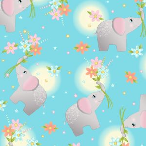 Oasis Fabrics Wee Ones Baby Elephant By The 1/2 Yard