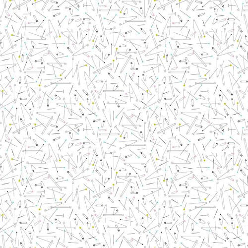 Blank Quilting Co. By The 1/2 Yard, Handmade with Love - Pins on White