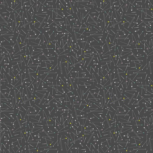 Blank Quilting Co. By The 1/2 Yard, Handmade with Love - Pins on Black