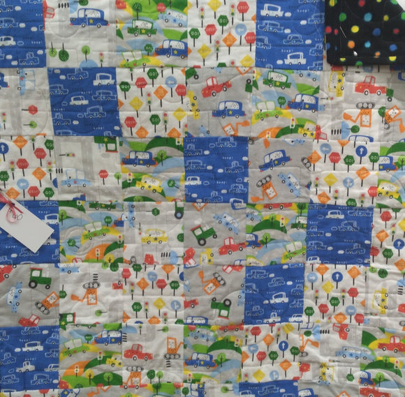 Flannel Boys Cars Baby Quilt 30*34