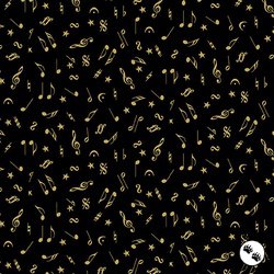 Andover Fabrics Twelve Days of Christmas Notes Black Sold By The 1/2 yard