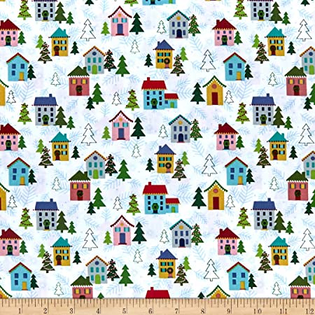 Better Not Pout By Nancy Halvorsen For Benartex By The 1/2 Yard Houses White
