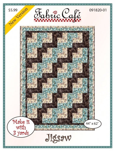 Fabric Cafe Quilt Pattern Jigsaw Make it with 3 yards! 44