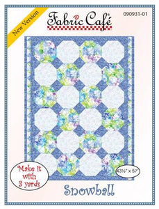 Fabric Cafe Quilt Pattern Snowball Make it with 3 yards! 44"x59" FREE SHIPPING